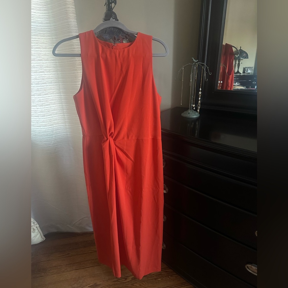 Ann Taylor Bold Orange Midi Dress